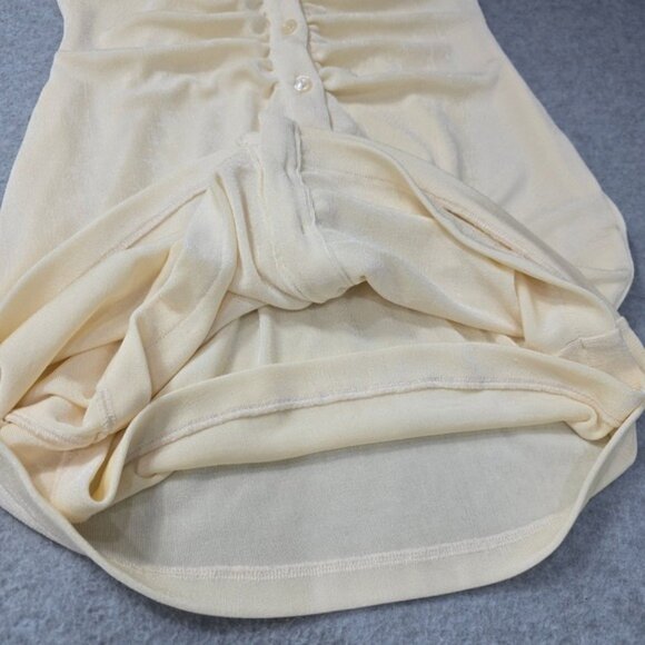 With Jean XS Mini Buttercream Dress Button Front Collared Ruched Bodycon Slinky - Picture 7 of 11